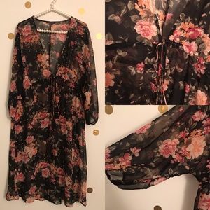 Sheer Floral Kimono Duster American Eagle Tassle